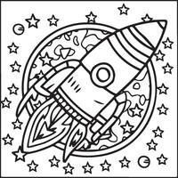 Outer space coloring pages for kids. Space coloring pages. Space outline vector