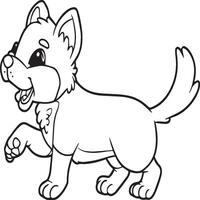 Baby dog coloring pages. Baby doge playing coloring pages for coloring book. Baby doge vector images