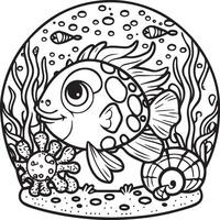 Sea life coloring pages for coloring book. Sea life outline vector