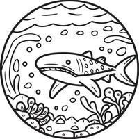 Whale Shark coloring pages. Whale Shark outline for coloring book vector