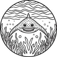 Whale Shark coloring pages. Whale Shark outline for coloring book vector