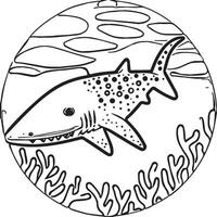 Whale Shark coloring pages. Whale Shark outline for coloring book vector