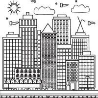 Urban and city coloring pages for coloring book. Urban and city outline vector