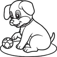 Baby dog coloring pages. Baby doge playing coloring pages for coloring book. Baby doge vector images