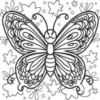 Butterflies and flowers coloring pages for coloring book vector