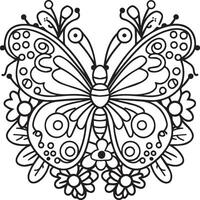 Butterflies and flowers coloring pages for coloring book vector