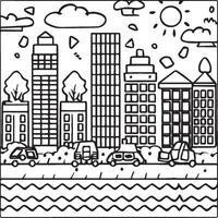 Urban and city coloring pages for coloring book. Urban and city outline vector