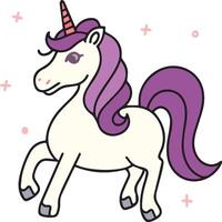 Cute unicorn cartoon vector. White unicorn vector