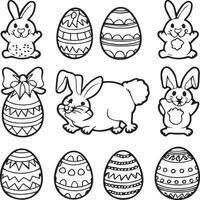 Easter coloring pages for coloring book. Easter outline. Easter coloring page. Easter egg coloring page vector