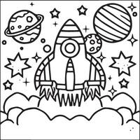 Outer space coloring pages for kids. Space coloring pages. Space outline vector