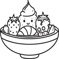 Food coloring pages for coloring book. Food outline vector. vector