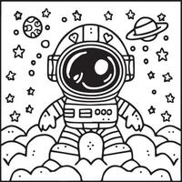 Outer space coloring pages for kids. Space coloring pages. Space outline vector