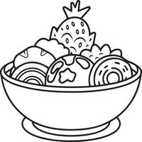 Food coloring pages for coloring book. Food outline vector. vector