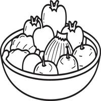 Food coloring pages for coloring book. Food outline vector. vector