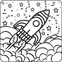 Outer space coloring pages for kids. Space coloring pages. Space outline vector