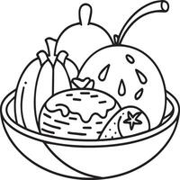 Food coloring pages for coloring book. Food outline vector. vector