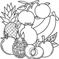 Fruits coloring pages for coloring book. Fruits outline vector