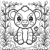 Cute baby animals coloring pages. Cute baby animals outline vector