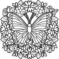 mariposas y flores colorante paginas para colorante libro vector