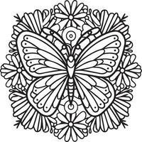 Butterflies and flowers coloring pages for coloring book vector