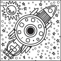 Outer space coloring pages for kids. Space coloring pages. Space outline vector