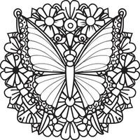 Butterflies and flowers coloring pages for coloring book vector