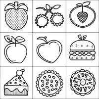 Food coloring pages for coloring book. Food outline vector. vector