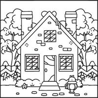 Coloring book vector illustration. House coloring pages for kids