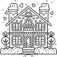 Coloring book vector illustration. House coloring pages for kids