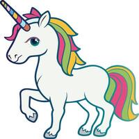 Cute unicorn cartoon vector. White unicorn vector