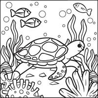 Sea life coloring pages for coloring book. Sea life outline vector