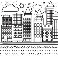 Urban and city coloring pages for coloring book. Urban and city outline vector