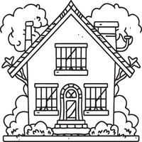 Coloring book vector illustration. House coloring pages for kids