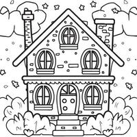 Coloring book vector illustration. House coloring pages for kids