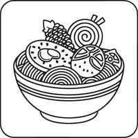 Food and Snacks Coloring pages for coloring book. Food coloring pages. Fast food coloring pages. vector