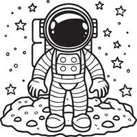 Outer space coloring pages for kids. Space coloring pages. Space outline vector