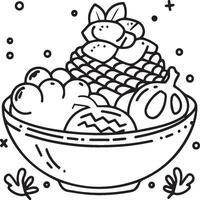 Food coloring pages for coloring book. Food outline vector. vector