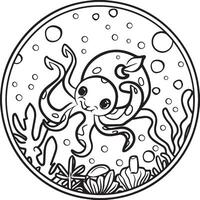 Sea life coloring pages for coloring book. Sea life outline vector