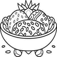 Food coloring pages for coloring book. Food outline vector. vector