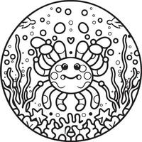 Sea life coloring pages for coloring book. Sea life outline vector