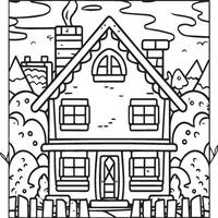 Coloring book vector illustration. House coloring pages for kids