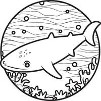 Whale Shark coloring pages. Whale Shark outline for coloring book vector