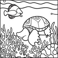 Sea life coloring pages for coloring book. Sea life outline vector