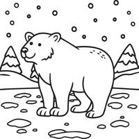 Polar Animals Coloring pages. Animals coloring pages. Polar animal outline vector