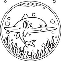 Whale Shark coloring pages. Whale Shark outline for coloring book vector