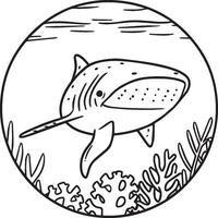 ballena tiburón colorante paginas ballena tiburón contorno para colorante libro vector