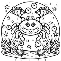 Sea life coloring pages for coloring book. Sea life outline vector