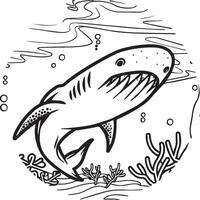 Whale Shark coloring pages. Whale Shark outline for coloring book vector