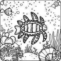 Sea life coloring pages for coloring book. Sea life outline vector