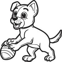 Baby dog coloring pages. Baby doge playing coloring pages for coloring book. Baby doge vector images